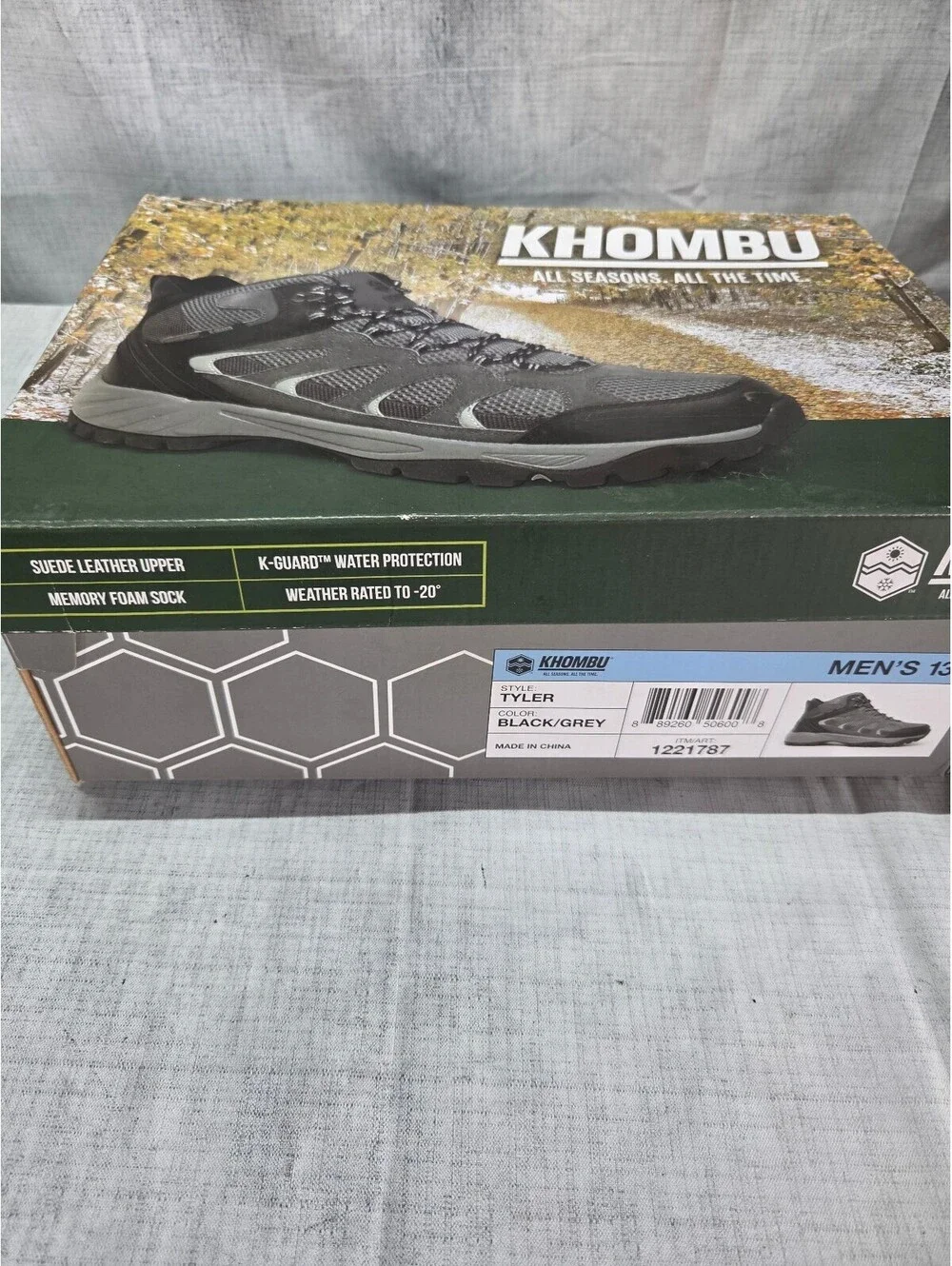 Khombu Tyler Men's Hiking Boots Black/Grey Size 13